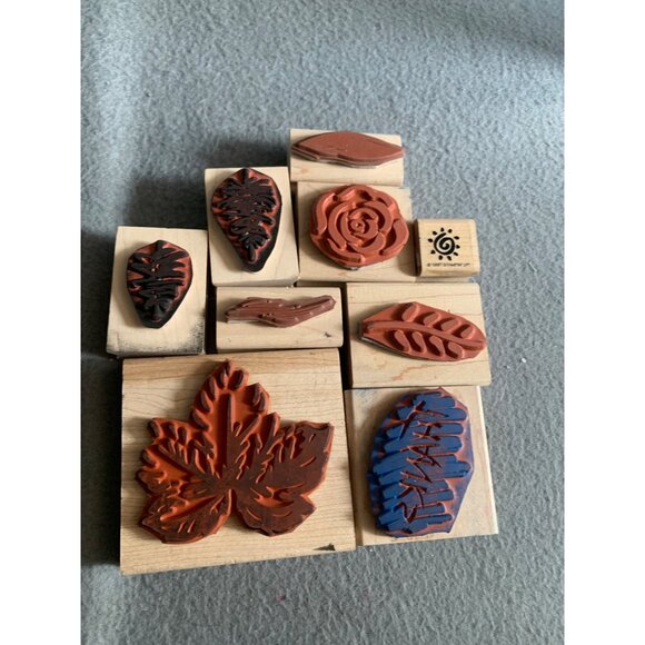 Stampin Up Rubber Stamp Set - Floral & Leaf Designs 9 Pieces Crafting & Scrapboo - Picture 2 of 4